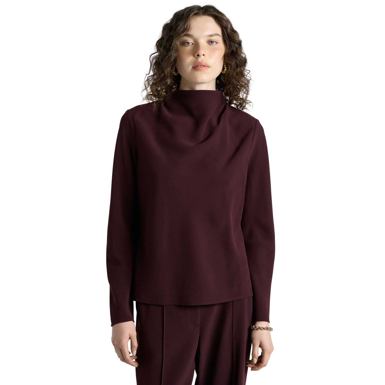 Cue Crepe Long Sleeve Top